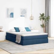 vidaXL Förvaringssäng med madrass Blå 140 x 190 cm Polyester