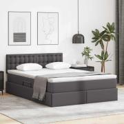 vidaXL Förvaringssäng med madrass Grå 140 x 200 cm Konstläder