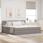 vidaXL Förvaringssäng med madrass Taupe 200 x 200 cm Konstruerat trä