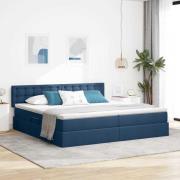 vidaXL Förvaringssäng med madrass Blå 200 x 200 cm Konstruerat trä