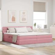 vidaXL Förvaringssäng med madrass med lagring Rosa 200 x 200 cm Sammet
