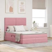 vidaXL Förvaringssäng med madrass med madrass Rosa 140 x 200 cm Sammet