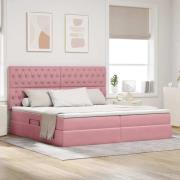 vidaXL Förvaringssäng med madrass med madrass Rosa 200 x 200 cm Sammet