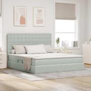 vidaXL Förvaringssäng med madrass Ljusgrå 160 x 200 cm Sammet