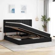 vidaXL Förvaringssäng med madrass Svart 200 x 200 cm Sammet