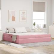 vidaXL Förvaringssäng med madrass med madrass Rosa 200 x 200 cm Sammet