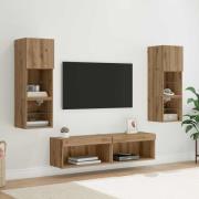 vidaXL TV-väggmodul med LED -remsljus 6 pcs Artisan Ek Konstruerat trä