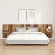 vidaXL Huvudgavel Med Skåp med låda 3 pcs Gammalt trä Konstruerat trä