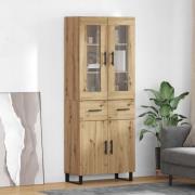 vidaXL Skåp 2 pcs Artisan Ek Konstruerat trä och glas