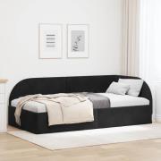 vidaXL Hörn Sängram med huvudgavel Svart 100 cm x 200 cm Sammet