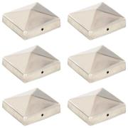 vidaXL Stolphattar pyramid 6 st rostfritt stål 81x81 mm