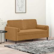 vidaXL 2-sitssoffa med prydnadskuddar brun 140 cm sammet