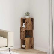 vidaXL Hörnskåp Gammalt trä 25,5x25x80cm Konstruerat trä