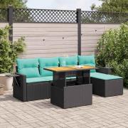 vidaXL Loungegrupp med dynor 6 delar svart konstrotting