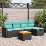 vidaXL Loungegrupp med dynor 6 delar svart konstrotting