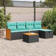 vidaXL Loungegrupp med dynor 6 delar svart konstrotting