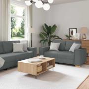 vidaXL Soffa 3 pcs Mörkgrå 220 x 80 x 84 cm Linnenblandad tyg