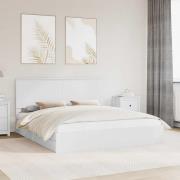 vidaXL Förvaringssäng med huvudgavel Vit 180 x 200 cm Konstruerat trä