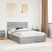 vidaXL Sängram med huvudgavel Grå Sonoma 140 x 200 cm Konstruerat trä