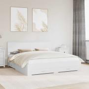 vidaXL Sängram med huvudgavel Vit 180 x 200 cm Konstruerat trä