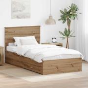 vidaXL Sängram med huvudgavel Artisan Ek 100 x 200 cm Konstruerat trä