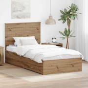 vidaXL Sängram med huvudgavel Artisan Ek 100 x 200 cm Konstruerat trä