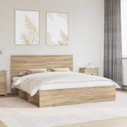 vidaXL Sängram med huvudgavel Sonoma 180 x 200 cm Massiv furu