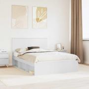 vidaXL Sängram med huvudgavel Vit 140 x 200 cm Massiv furu