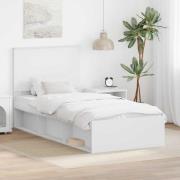 vidaXL Sängram med huvudgavel Vit 90 x 190 cm Massiv furu