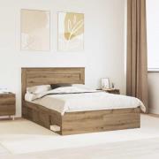 vidaXL Sängram med huvudgavel Artisan Ek 140 x 190 cm Massiv furu