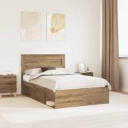 vidaXL Sängram med huvudgavel Artisan Ek 120 x 200 cm Massiv furu