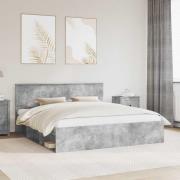 vidaXL Sängram med huvudgavel Betong 180 x 200 cm Massiv furu