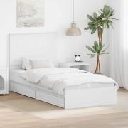 vidaXL Förvaringssäng med huvudgavel Vit 90 x 200 cm Konstruerat trä