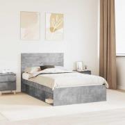 vidaXL Sängram med huvudgavel Betong 120 x 200 cm Massiv furu