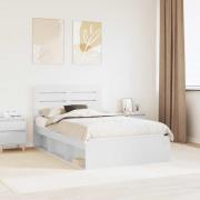 vidaXL Sängram med huvudgavel Vit 120 x 190 cm Massiv furu