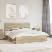 vidaXL Sängram med huvudgavel Sonoma 180 x 200 cm Massiv furu