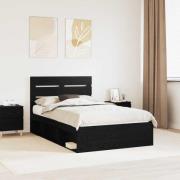 vidaXL Sängram med huvudgavel Svart 120 x 190 cm Massiv furu