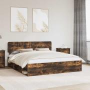 vidaXL Sängram med huvudgavel Rökt ek 180 x 200 cm Massiv furu