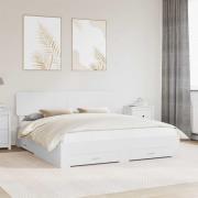 vidaXL Sängram med huvudgavel Vit 180 x 200 cm Konstruerat trä