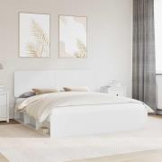 vidaXL Sängram med huvudgavel Vit 200 x 200 cm Massiv furu