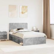 vidaXL Sängram med huvudgavel Betong 120 x 200 cm Massiv furu