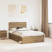 vidaXL Sängram med huvudgavel Artisan Ek 120 x 200 cm Massiv furu