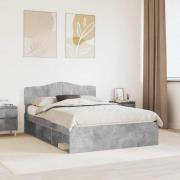 vidaXL Sängram med huvudgavel Betonggrå 150 x 200 cm Massiv furu