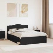 vidaXL Sängram med huvudgavel Svart 140 x 200 cm Massiv furu