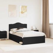 vidaXL Sängram med huvudgavel Svart 120 x 200 cm Massiv furu