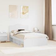 vidaXL Sängram med huvudgavel Vit 120 x 190 cm Massiv furu