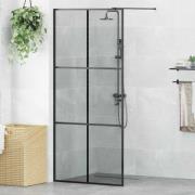 vidaXL Walk-in Duschvägg Svart 90 x 195 cm härdat glas