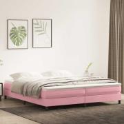 vidaXL Ramsäng med madrass rosa 180x210 cm sammet