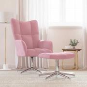 vidaXL Vilstol med fotpall rosa sammet