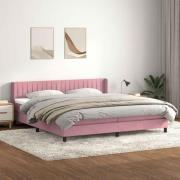 vidaXL Ramsäng med madrass rosa 180x210 cm sammet